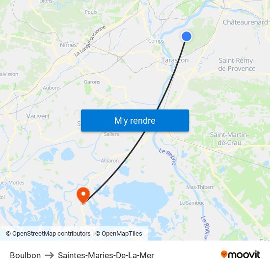 Boulbon to Saintes-Maries-De-La-Mer map