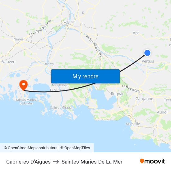 Cabrières-D'Aigues to Saintes-Maries-De-La-Mer map