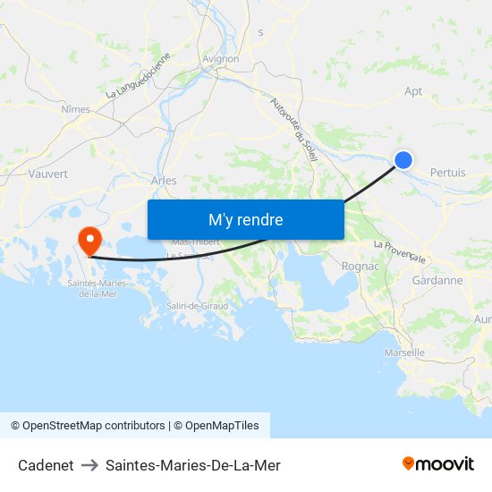 Cadenet to Saintes-Maries-De-La-Mer map