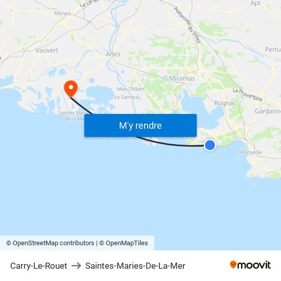 Carry-Le-Rouet to Saintes-Maries-De-La-Mer map