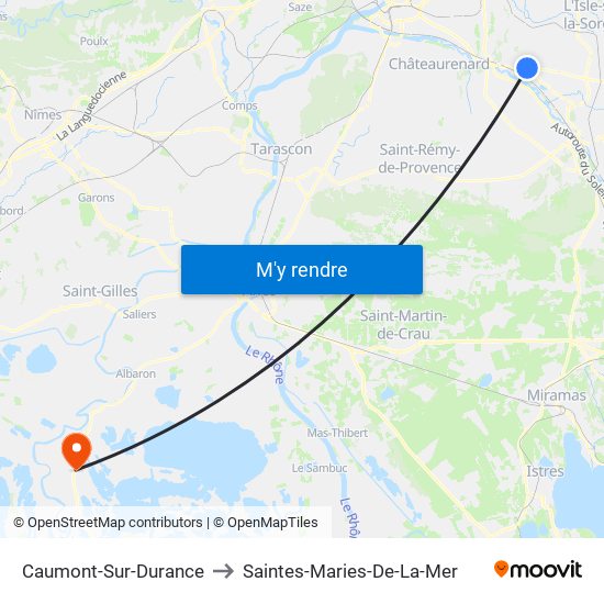 Caumont-Sur-Durance to Saintes-Maries-De-La-Mer map