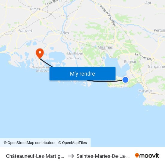 Châteauneuf-Les-Martigues to Saintes-Maries-De-La-Mer map
