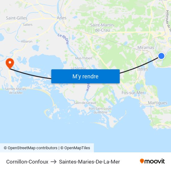 Cornillon-Confoux to Saintes-Maries-De-La-Mer map