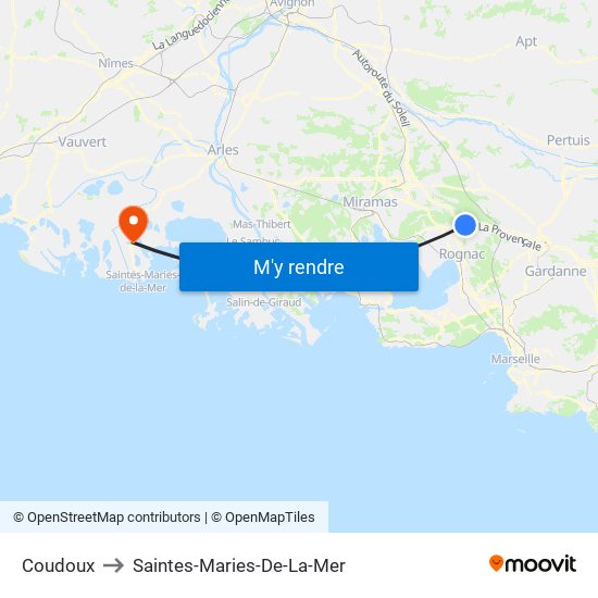 Coudoux to Saintes-Maries-De-La-Mer map