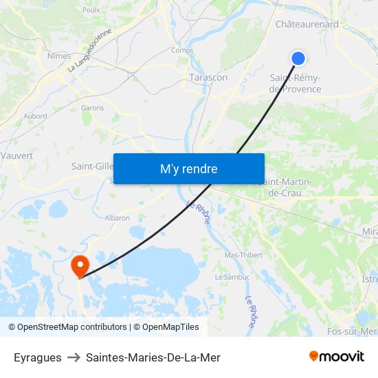 Eyragues to Saintes-Maries-De-La-Mer map