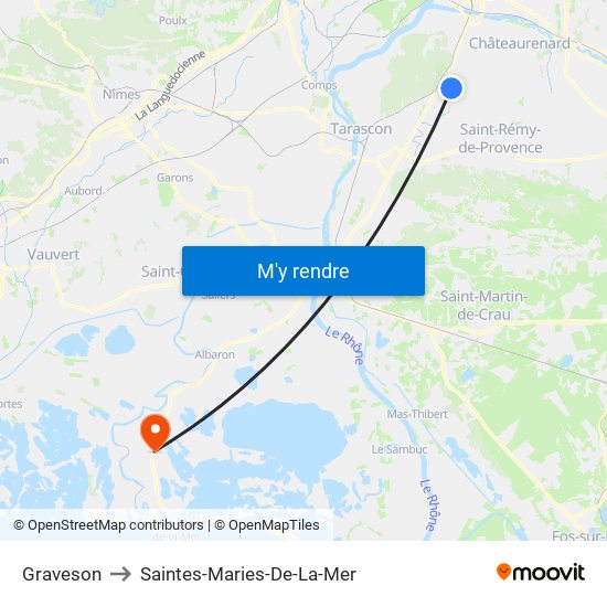 Graveson to Saintes-Maries-De-La-Mer map