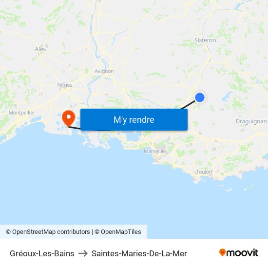 Gréoux-Les-Bains to Saintes-Maries-De-La-Mer map