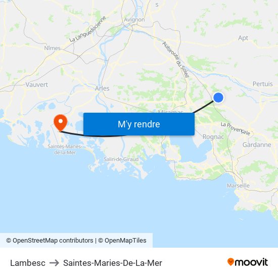 Lambesc to Saintes-Maries-De-La-Mer map