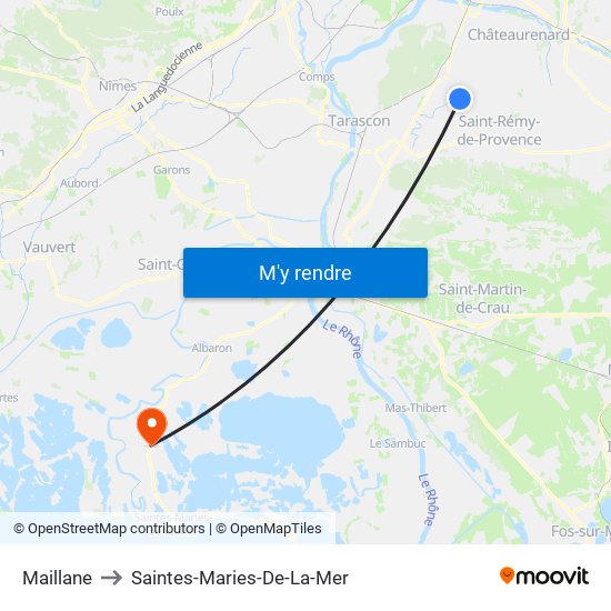 Maillane to Saintes-Maries-De-La-Mer map