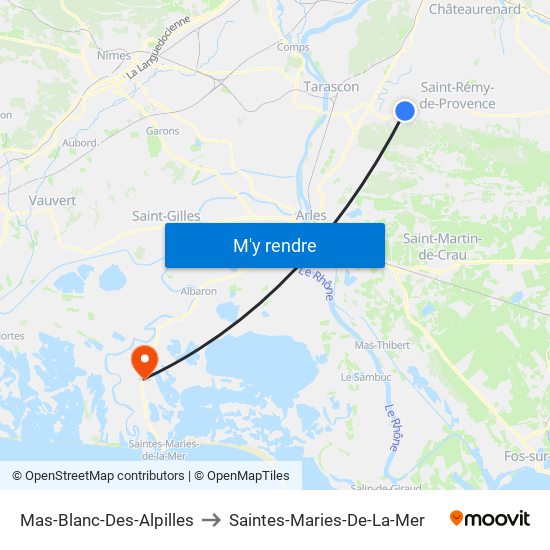 Mas-Blanc-Des-Alpilles to Saintes-Maries-De-La-Mer map