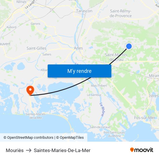 Mouriès to Saintes-Maries-De-La-Mer map