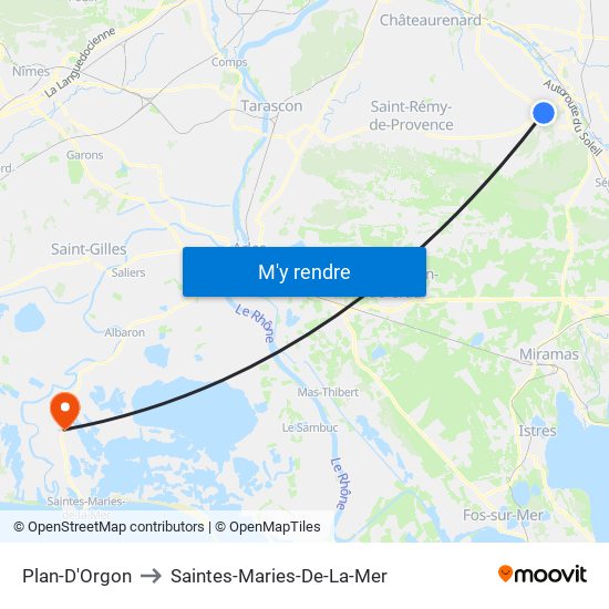 Plan-D'Orgon to Saintes-Maries-De-La-Mer map