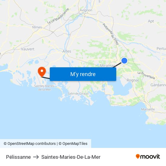 Pélissanne to Saintes-Maries-De-La-Mer map