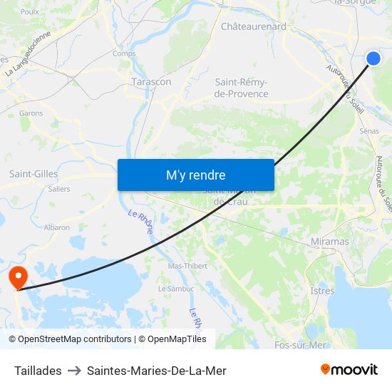 Taillades to Saintes-Maries-De-La-Mer map