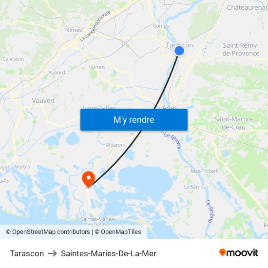 Tarascon to Saintes-Maries-De-La-Mer map