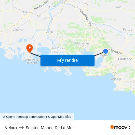 Velaux to Saintes-Maries-De-La-Mer map