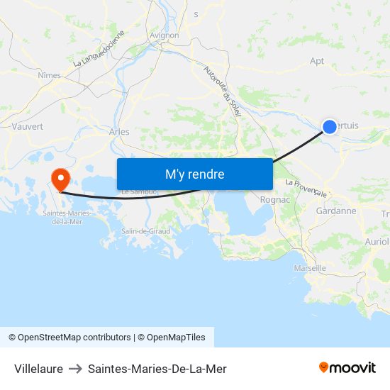 Villelaure to Saintes-Maries-De-La-Mer map