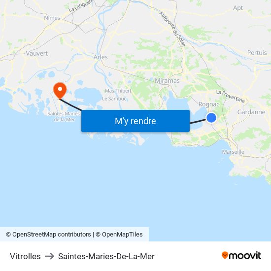 Vitrolles to Saintes-Maries-De-La-Mer map