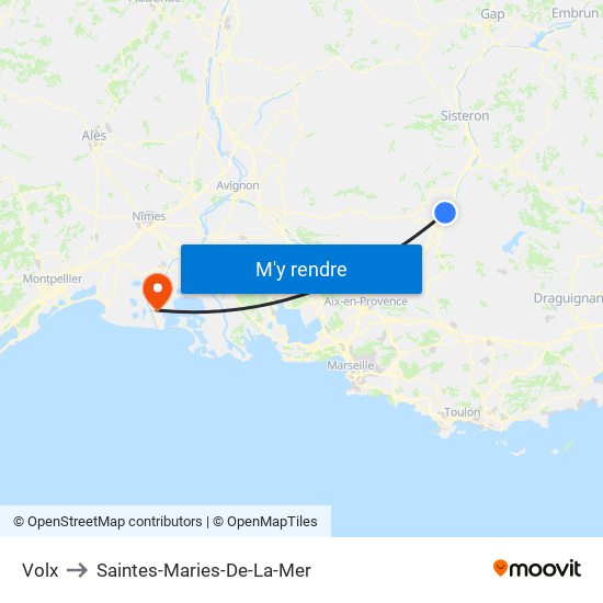 Volx to Saintes-Maries-De-La-Mer map