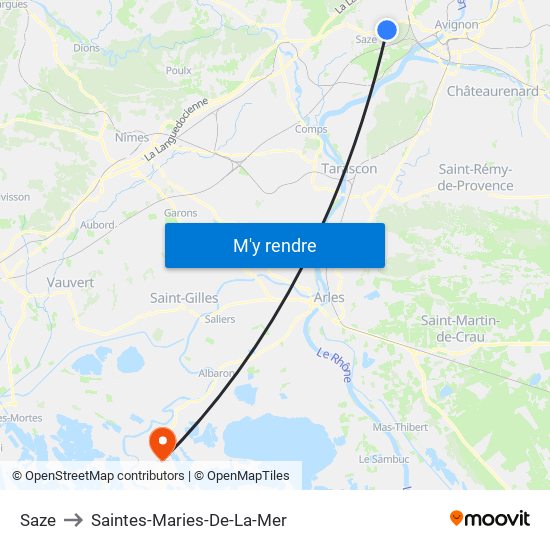 Saze to Saintes-Maries-De-La-Mer map