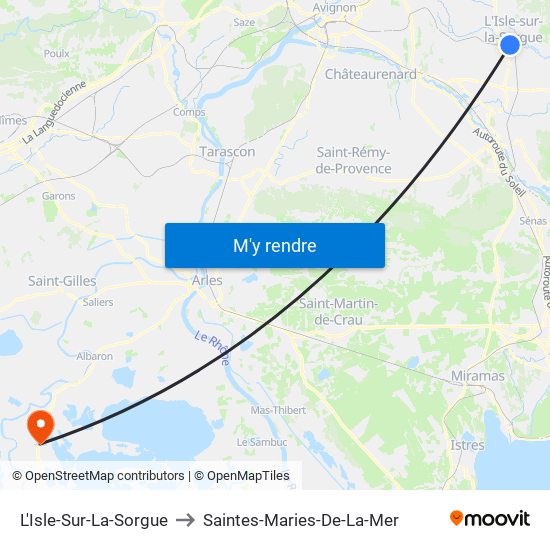 L'Isle-Sur-La-Sorgue to Saintes-Maries-De-La-Mer map