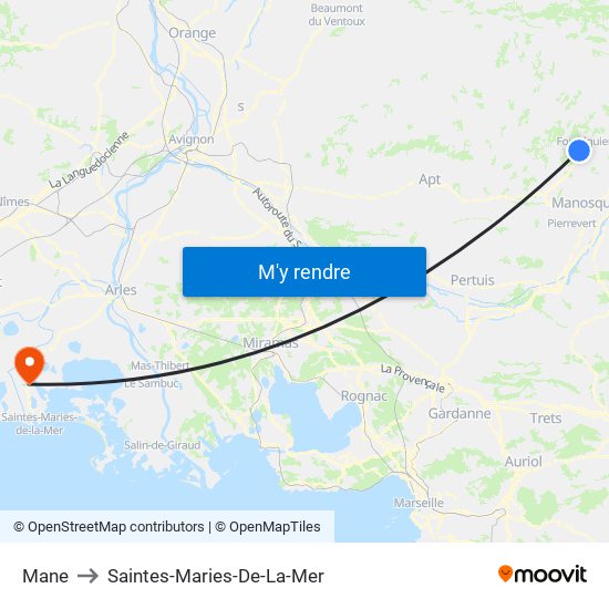 Mane to Saintes-Maries-De-La-Mer map