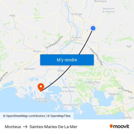 Monteux to Saintes-Maries-De-La-Mer map