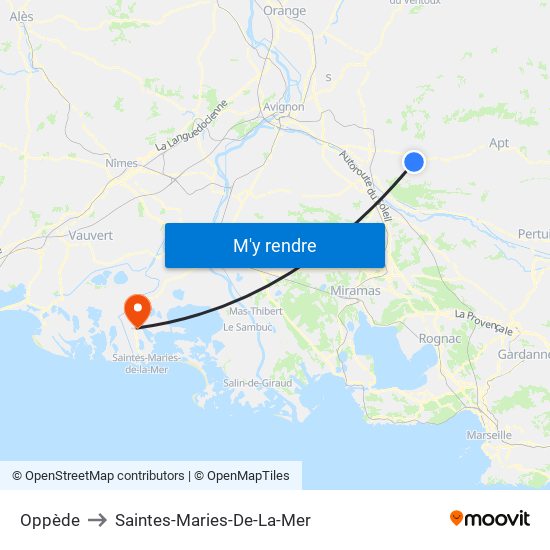 Oppède to Saintes-Maries-De-La-Mer map