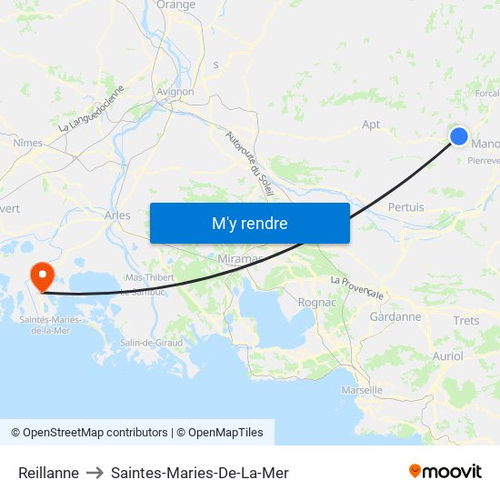 Reillanne to Saintes-Maries-De-La-Mer map