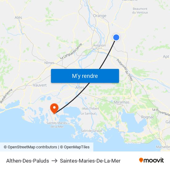 Althen-Des-Paluds to Saintes-Maries-De-La-Mer map