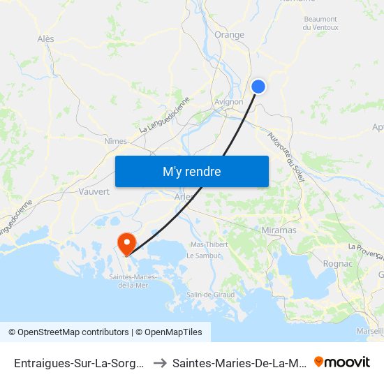 Entraigues-Sur-La-Sorgue to Saintes-Maries-De-La-Mer map