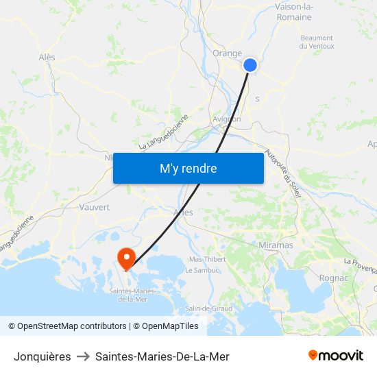 Jonquières to Saintes-Maries-De-La-Mer map