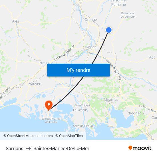 Sarrians to Saintes-Maries-De-La-Mer map