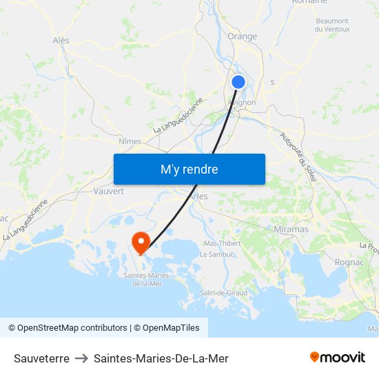 Sauveterre to Saintes-Maries-De-La-Mer map