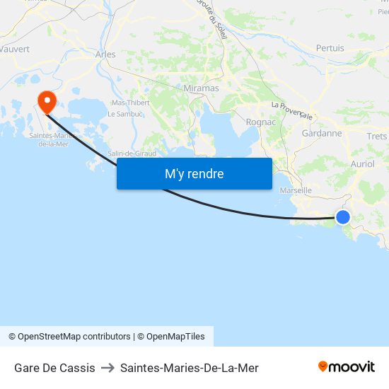 Gare De Cassis to Saintes-Maries-De-La-Mer map