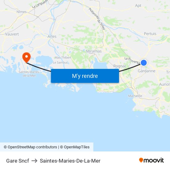 Gare Sncf to Saintes-Maries-De-La-Mer map