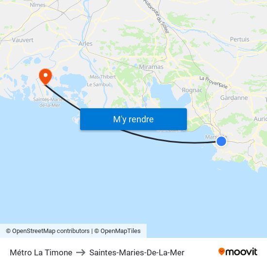 Métro La Timone to Saintes-Maries-De-La-Mer map