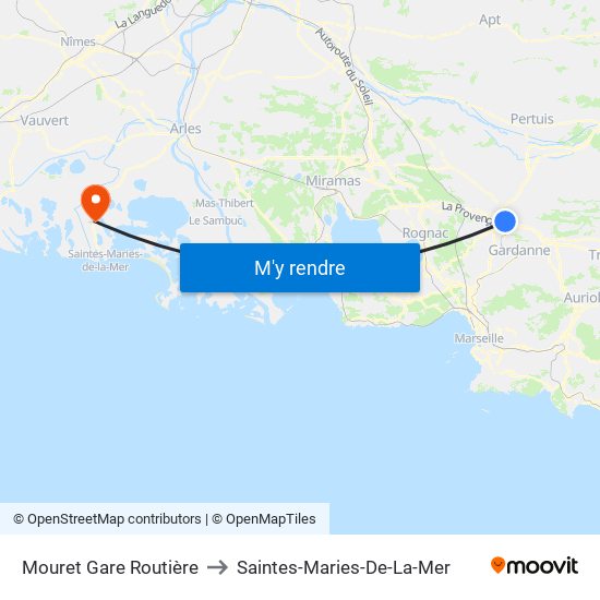 Mouret Gare Routière to Saintes-Maries-De-La-Mer map