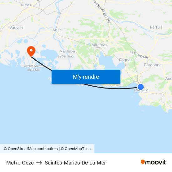 Métro Gèze to Saintes-Maries-De-La-Mer map