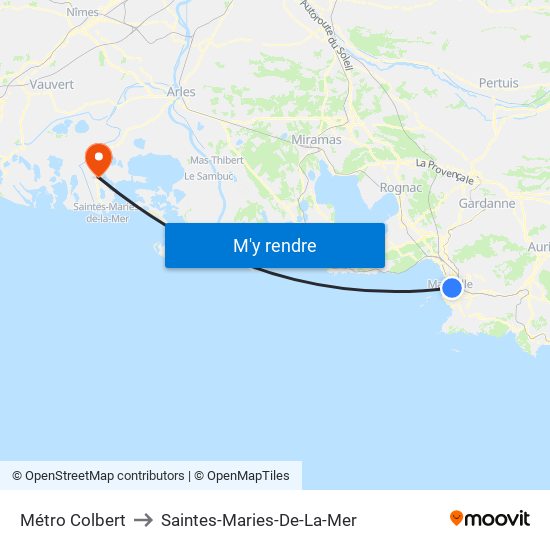 Métro Colbert to Saintes-Maries-De-La-Mer map