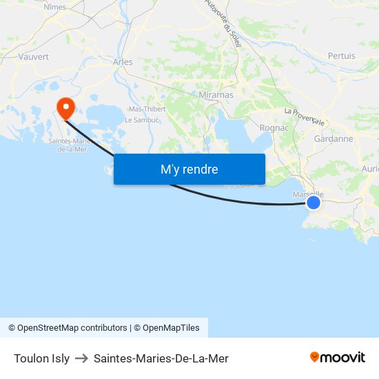 Toulon Isly to Saintes-Maries-De-La-Mer map