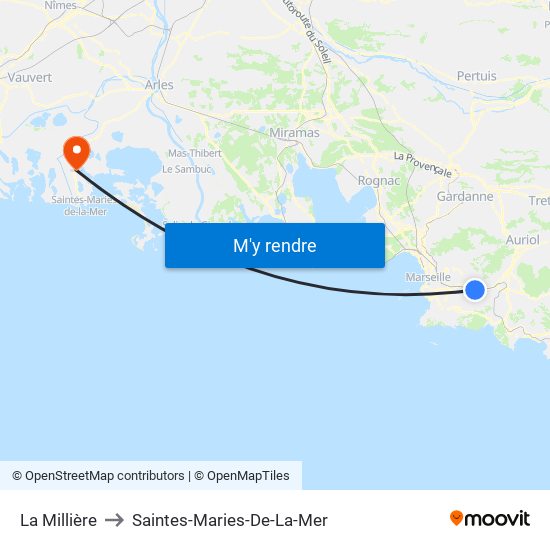La Millière to Saintes-Maries-De-La-Mer map