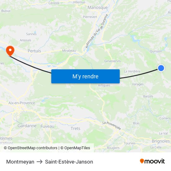 Montmeyan to Saint-Estève-Janson map