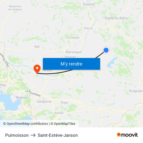 Puimoisson to Saint-Estève-Janson map