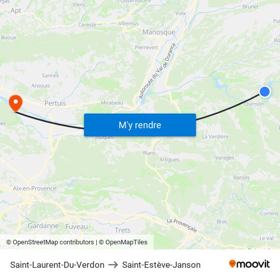 Saint-Laurent-Du-Verdon to Saint-Estève-Janson map