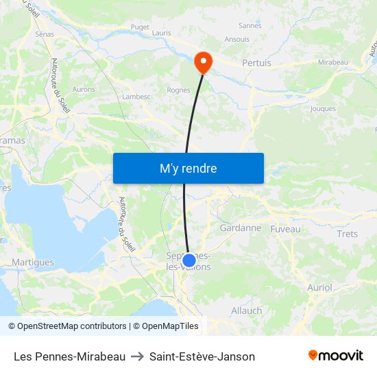 Les Pennes-Mirabeau to Saint-Estève-Janson map