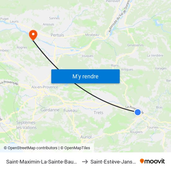 Saint-Maximin-La-Sainte-Baume to Saint-Estève-Janson map