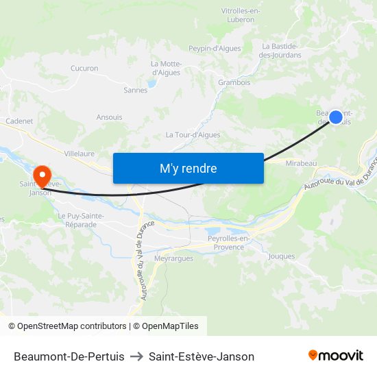 Beaumont-De-Pertuis to Saint-Estève-Janson map