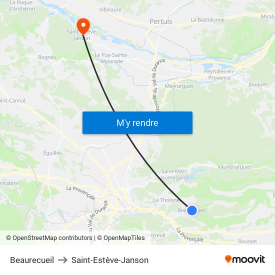 Beaurecueil to Saint-Estève-Janson map