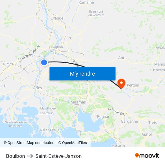 Boulbon to Saint-Estève-Janson map